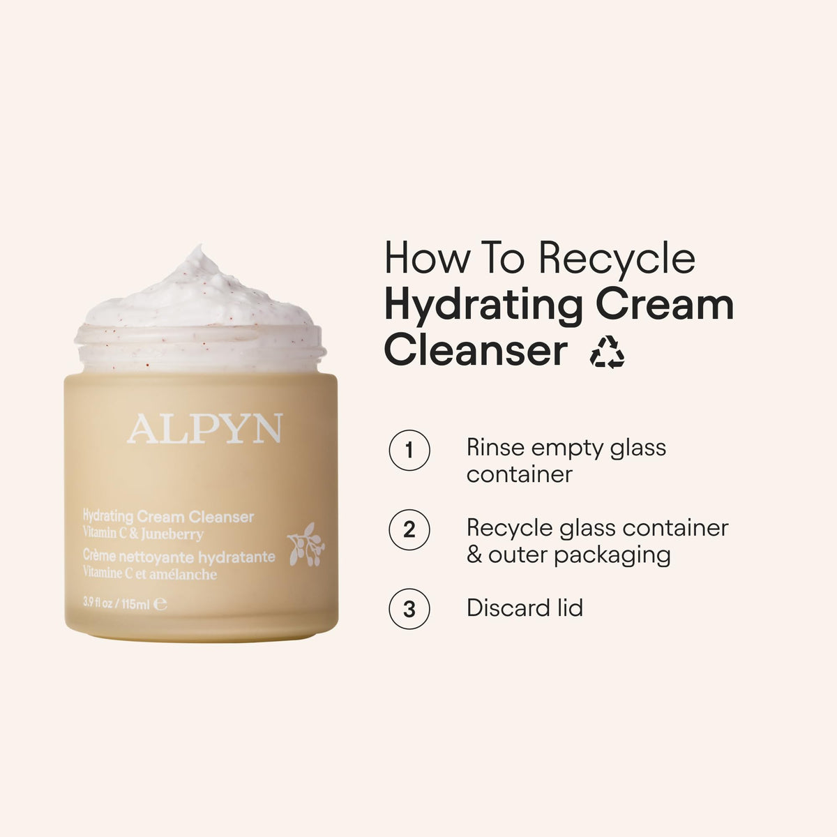 Alpyn label close-up highlighting ingredient list and transparency benefit