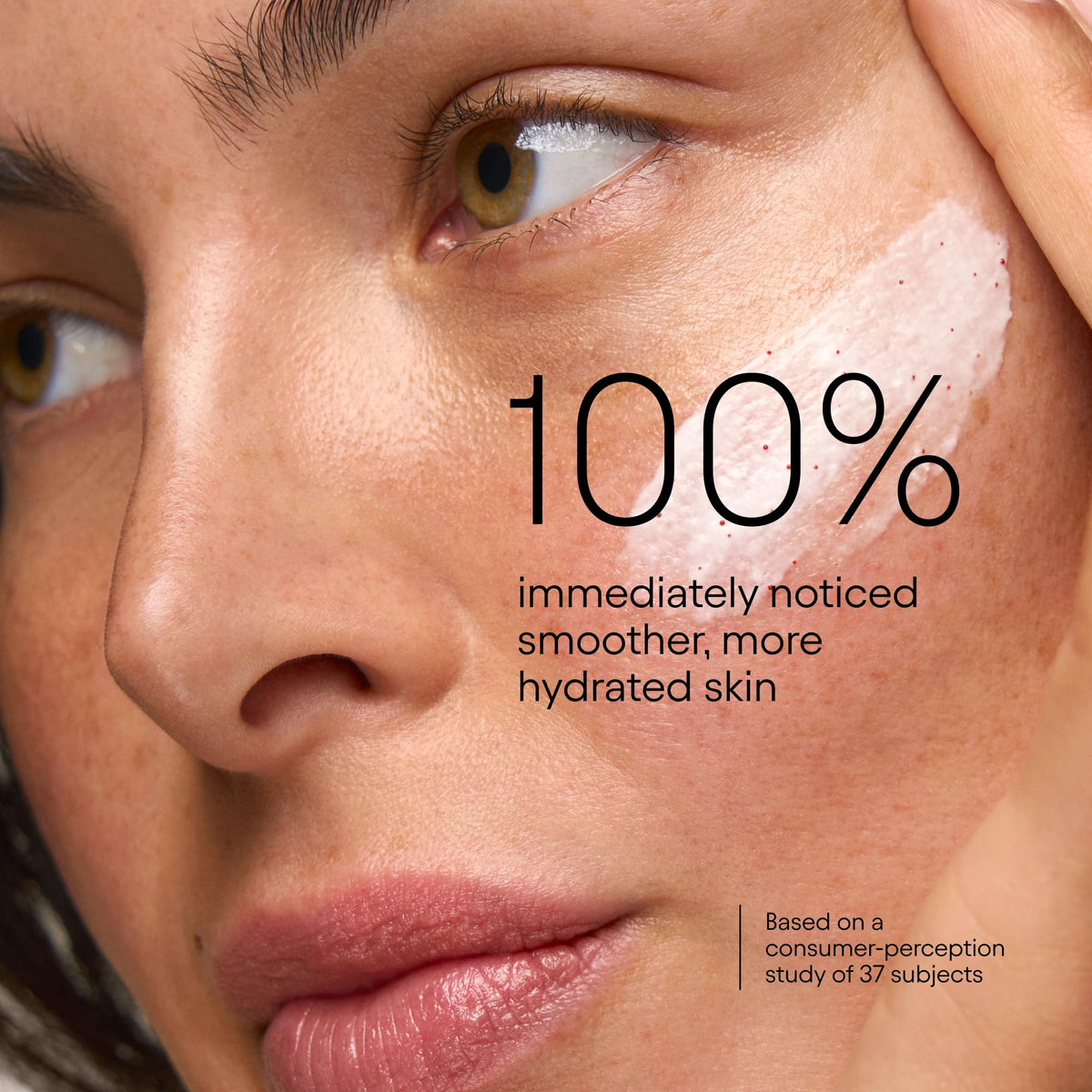 Alpyn cream dispensed on hand showing melt-away makeup action