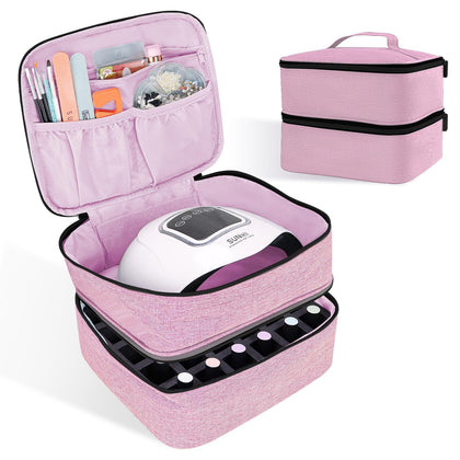 ALSLEA front view pink case showing compact organized storage benefit