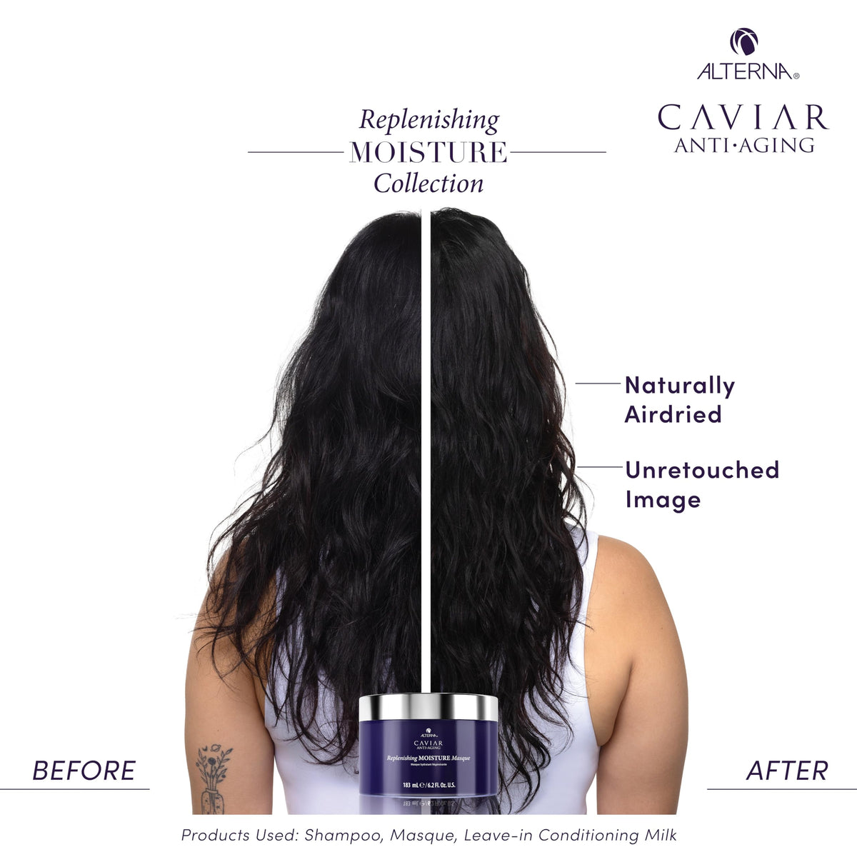 Alterna Caviar after-treatment hair looks soft and frizz-controlled