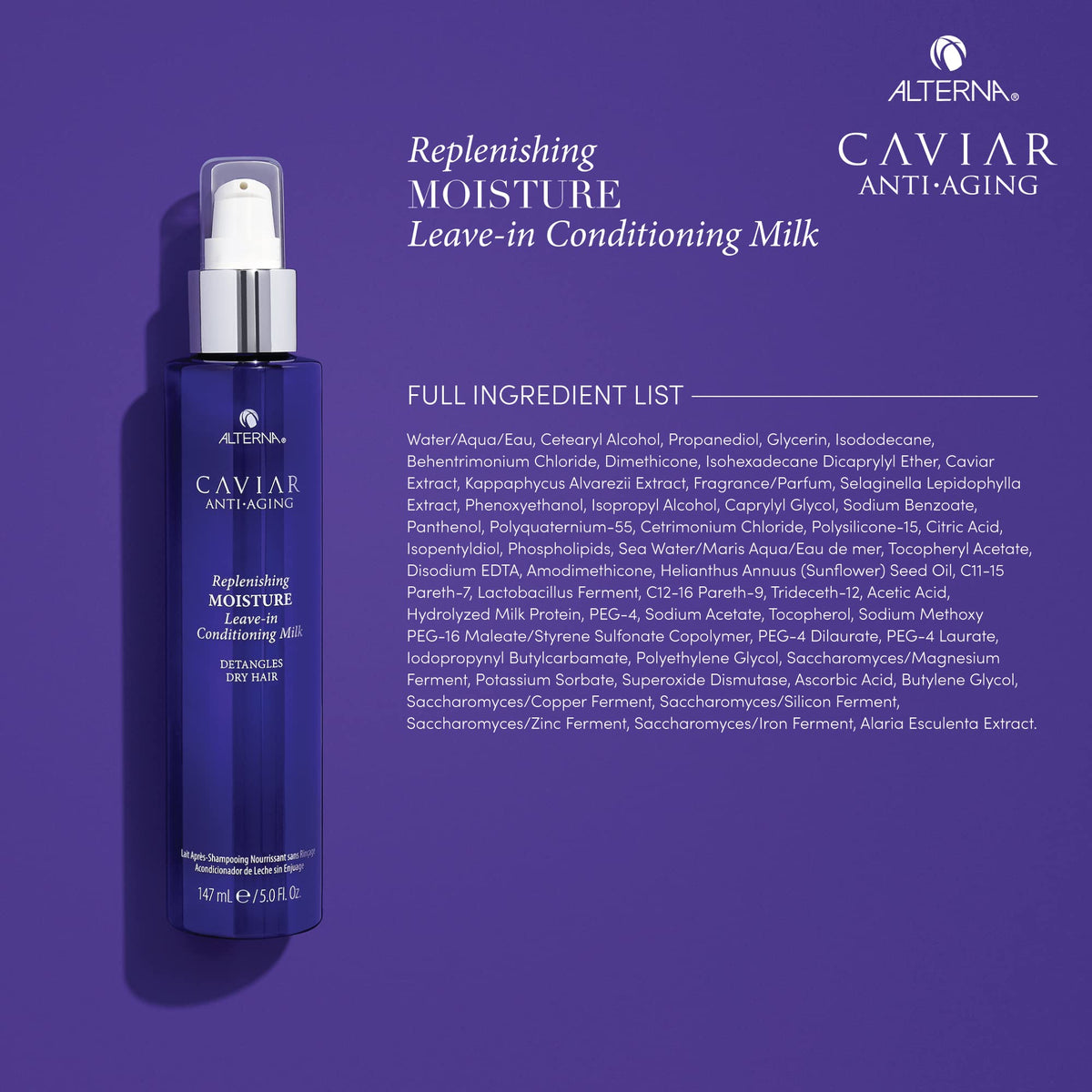 Alterna Caviar being sprayed on damp hair for easy detangling