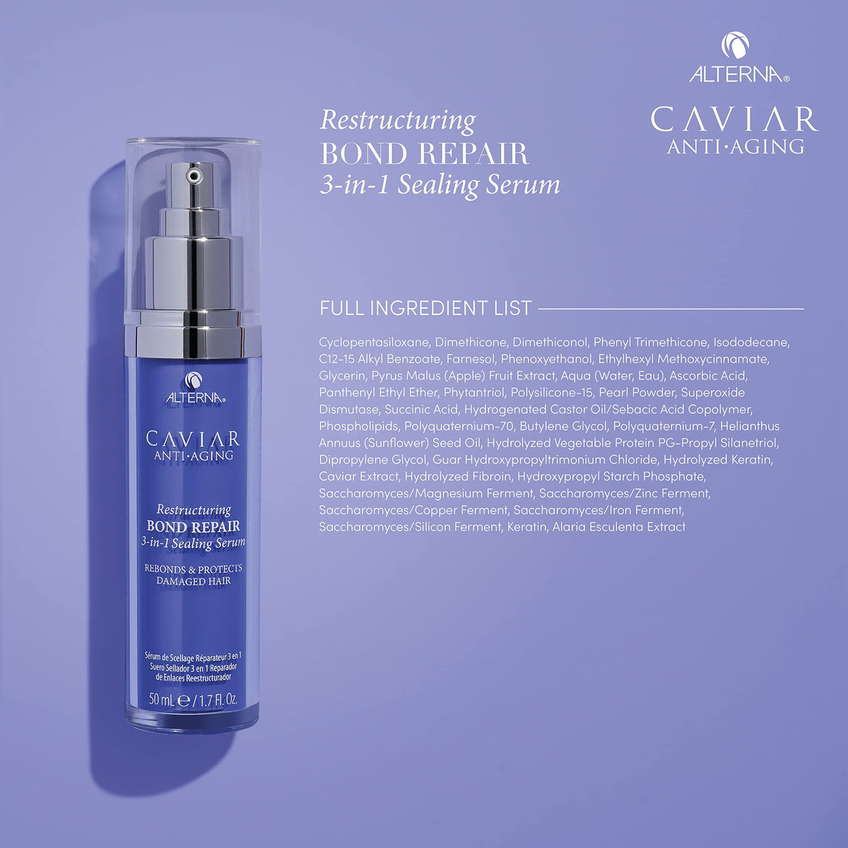 Alterna applying serum to damp hair, protects and preps for styling