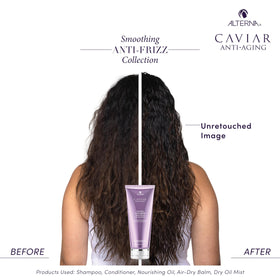 Alterna before and after comparison highlighting reduced frizz and improved definition