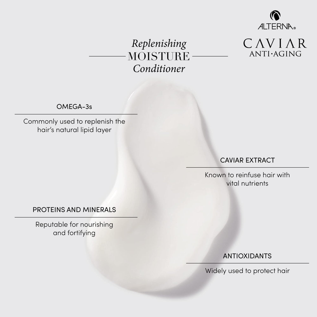 Alterna conditioner in hand demonstrating creamy application and lightweight feel