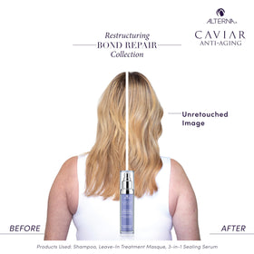 Alterna smoothing serum on dry ends, seals split ends and adds shine