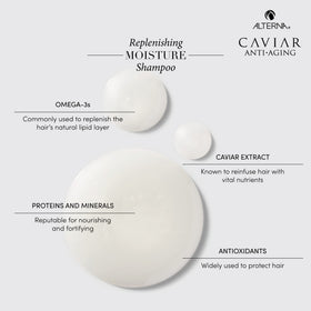 Alterna bottle in shower being applied to hair showing practical use for moisturized results