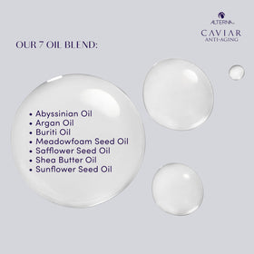 Alterna CAVIAR applied during blow-drying, shows heat protection and smooth styling