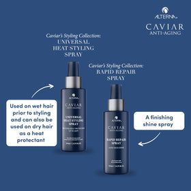 Alterna CAVIAR on bathroom vanity in lifestyle shot, conveys self-care and salon-quality benefit