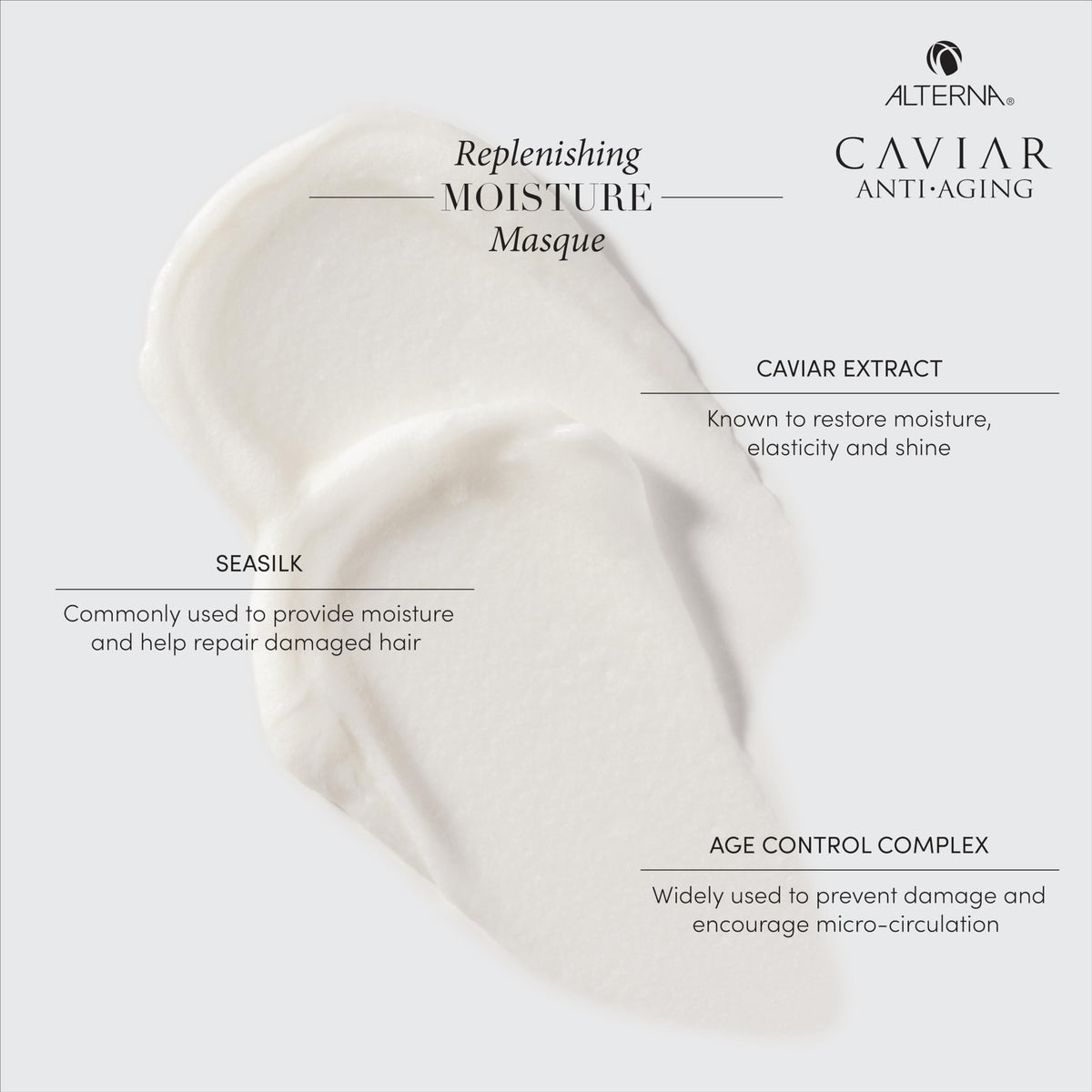 Alterna applying masque in hand illustrating easy spread and nourishing effect