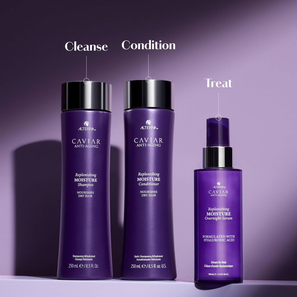 Alterna serum applied to hair ends demonstrating overnight nourishment