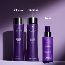 Alterna serum applied to hair ends demonstrating overnight nourishment