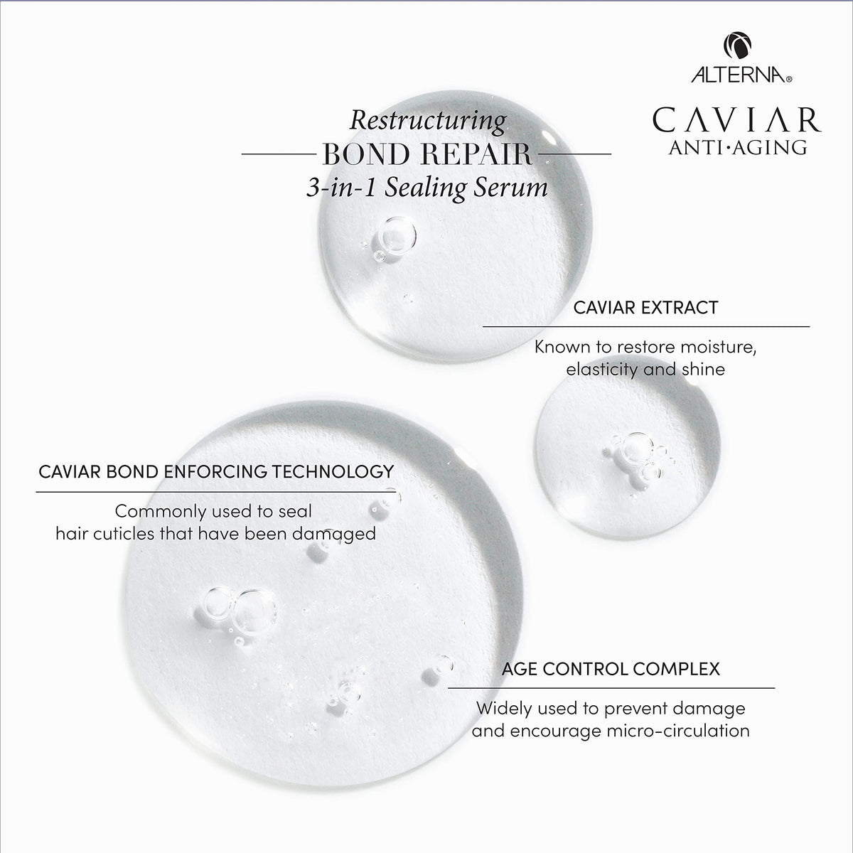Alterna serum texture on hand, demonstrating lightweight absorbent formula