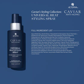 Alterna CAVIAR being sprayed on damp hair, detangles and preps for blow-drying benefit