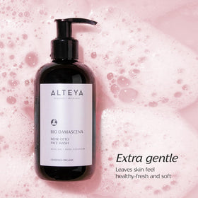 Alteya Organics bottle on bathroom shelf suggesting daily routine