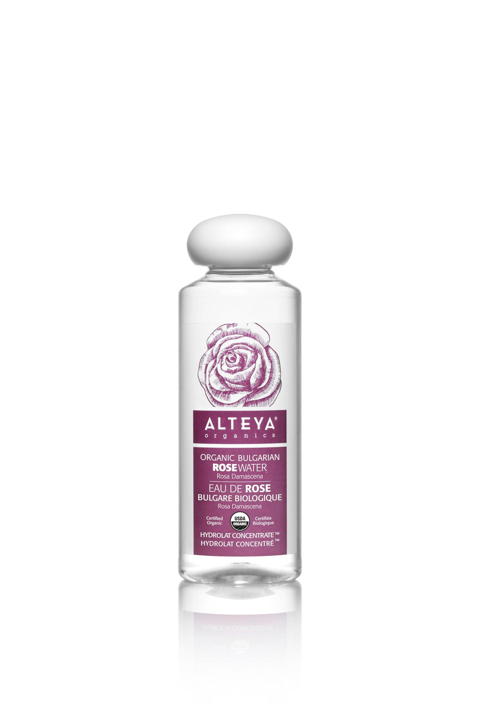 Alteya Organics front packaging showing clean USDA organic rose water