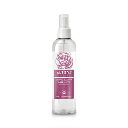 Alteya Organics front packaging showing bottle and spray benefit