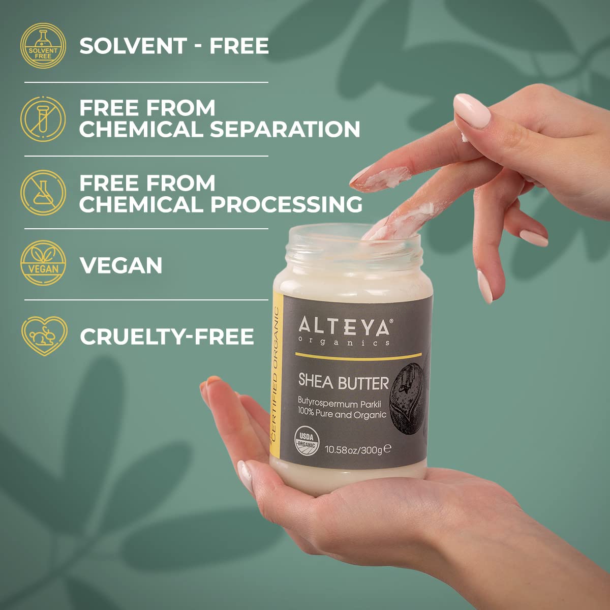 Alteya Organics in-hand application demonstrating easy spread and absorption