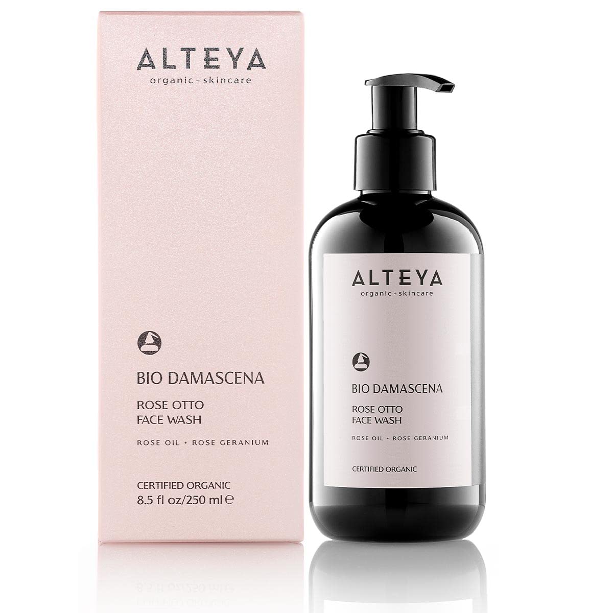 Alteya Organics pump dispenser close-up for easy controlled use