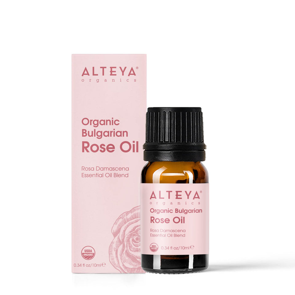Alteya Organics bottle front packaging showing organic branding and size