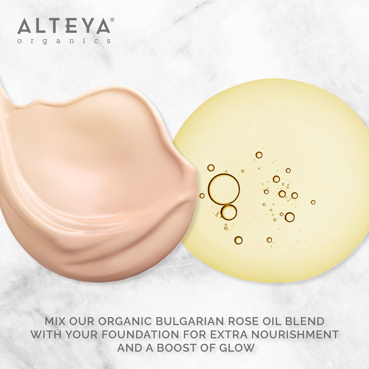 Alteya Organics oil texture pooled to show lightweight hydration benefit