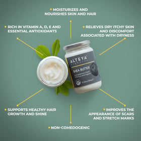 Alteya Organics jar beside items to show 300 g size and reusable glass