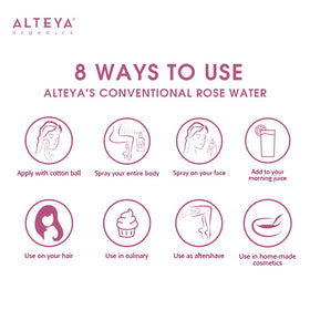 Alteya Organics bottle staged with skincare products for daily routine