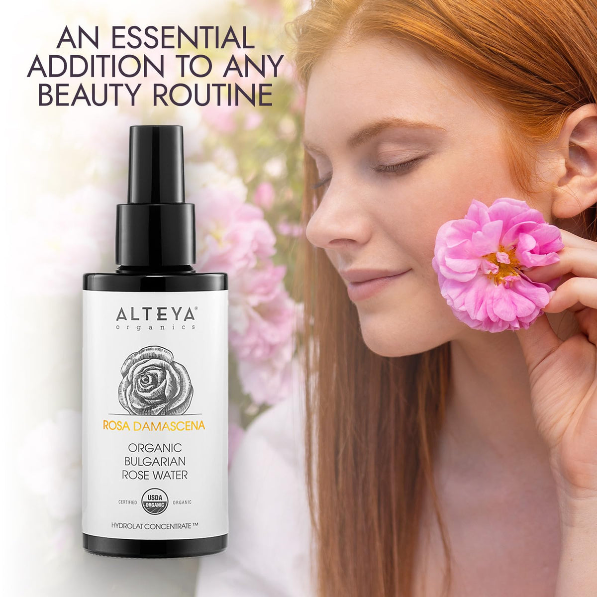 Alteya Organics facial mist application demonstrating quick hydration and cooling benefit