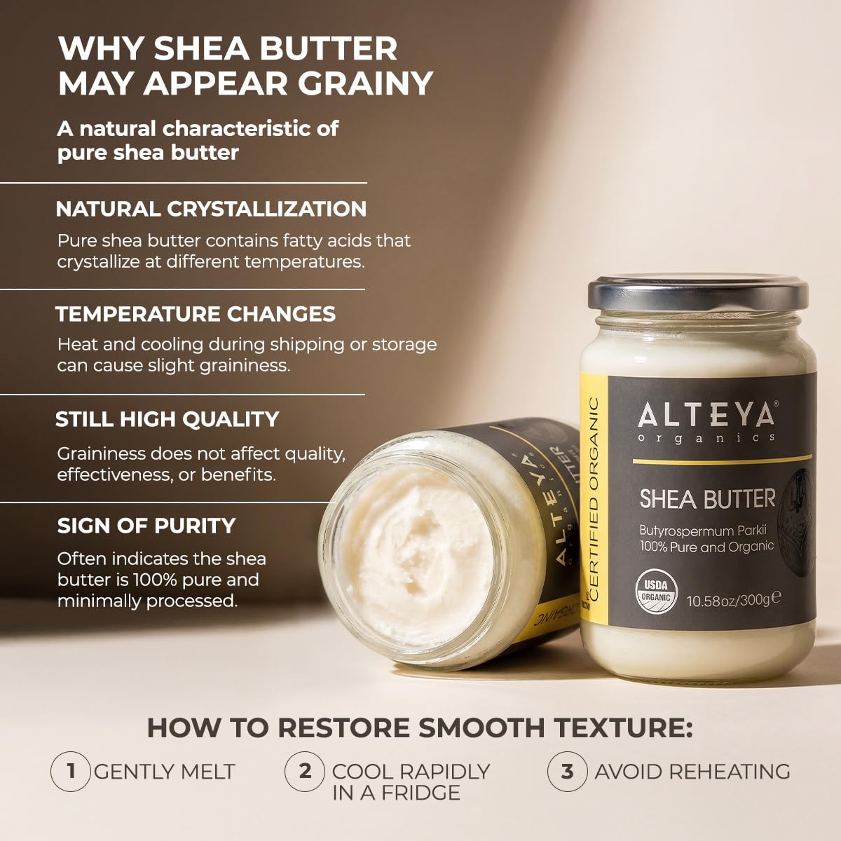 Alteya Organics close-up texture of creamy shea butter for rich hydration