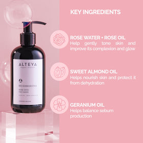 Alteya Organics creamy foam texture demonstrating gentle cleansing