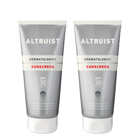 Altruist sunscreen front packaging showing SPF 30 and dermatologist branding for reliable protection