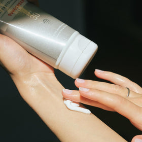 Altruist sunscreen lotion texture close-up showing fast absorption and non-sticky finish
