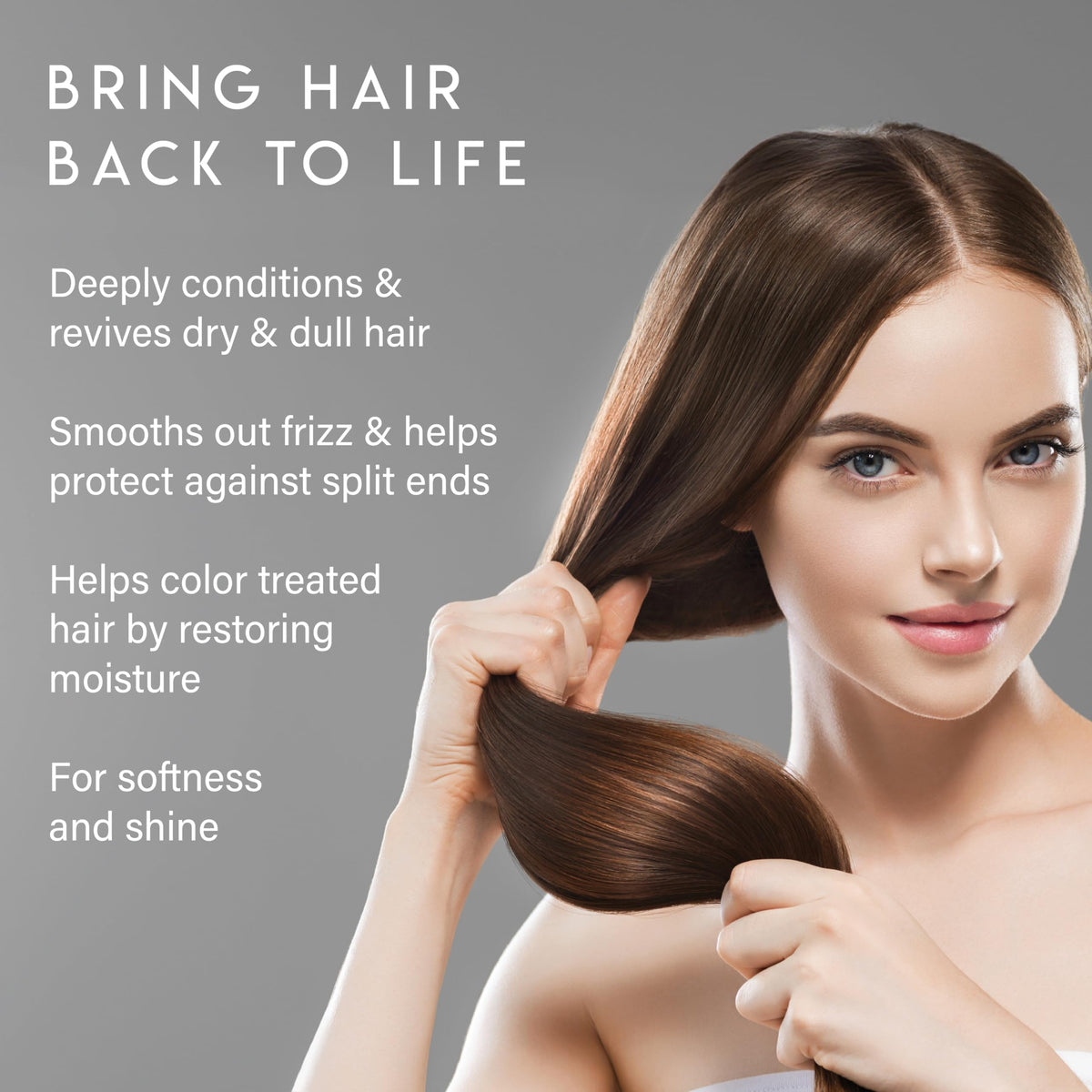 ALURAM applying treatment to hair strand for visible smoothing benefit