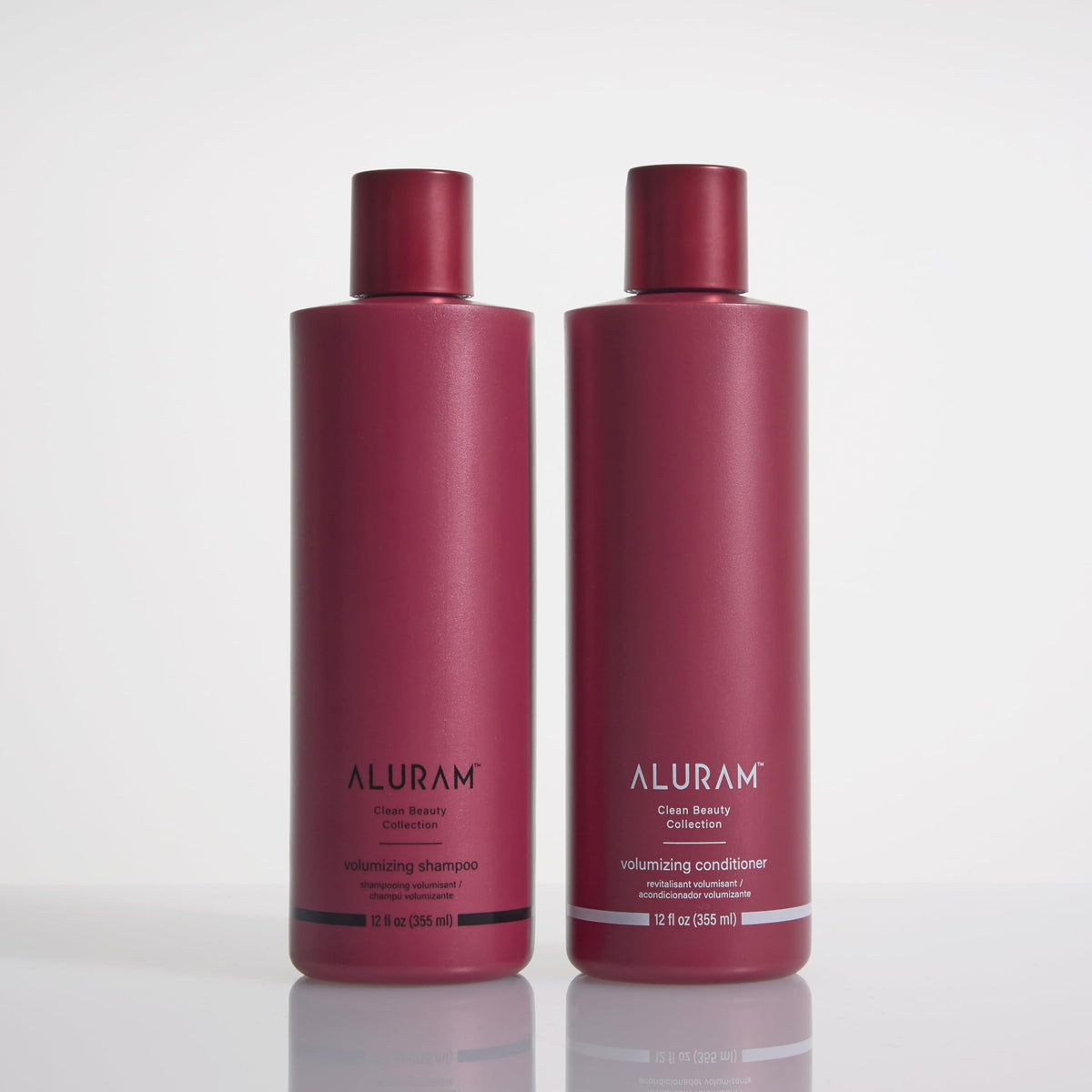 ALURAM back label with ingredients list and clean beauty claims
