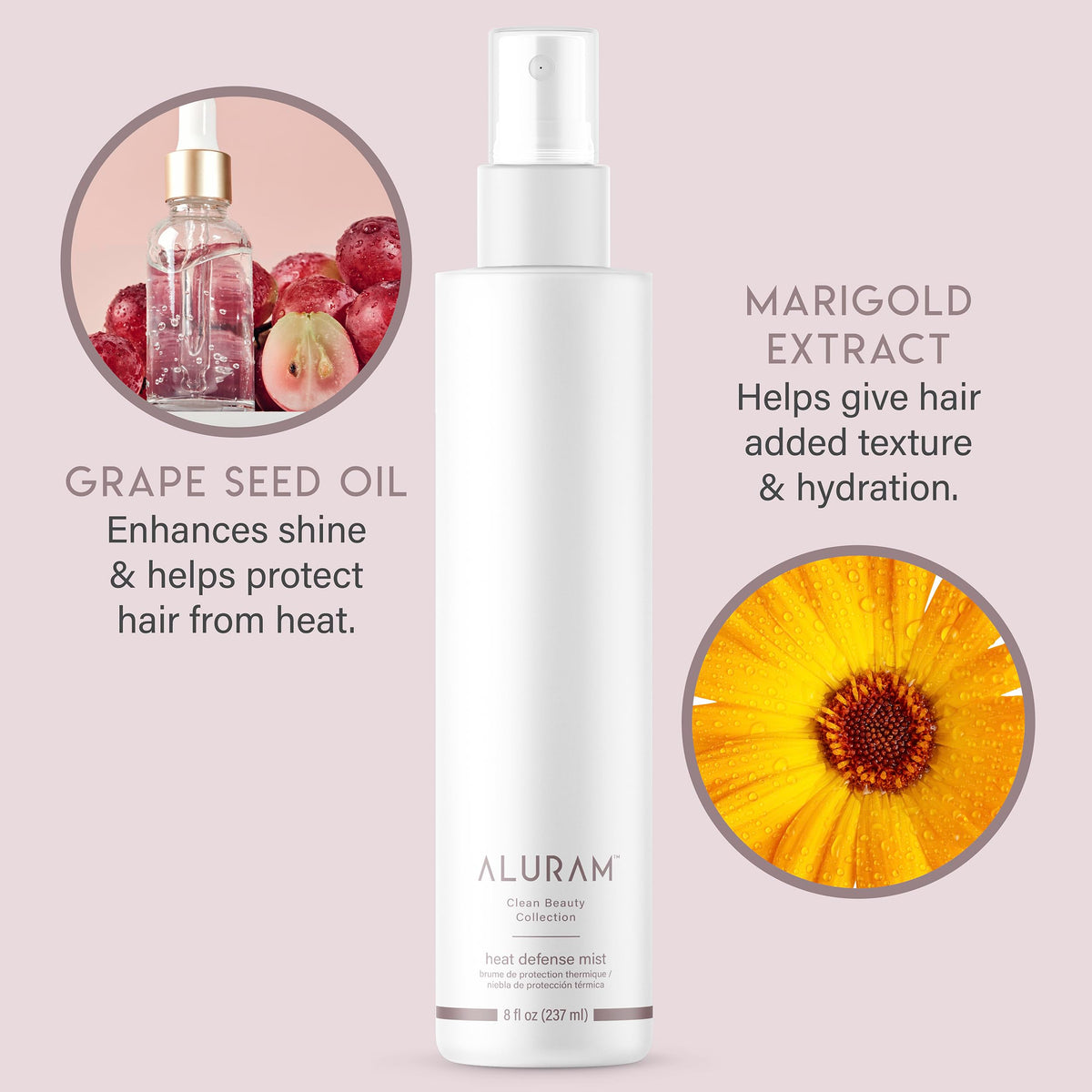 ALURAM product texture on hair strand showing lightweight sheen and smooth finish