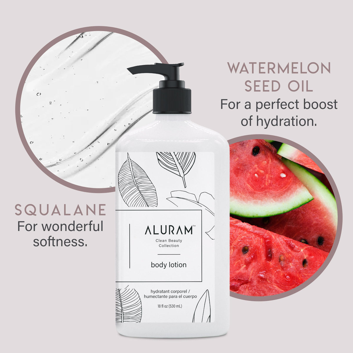 ALURAM label close-up showing ingredients and clean-beauty benefit
