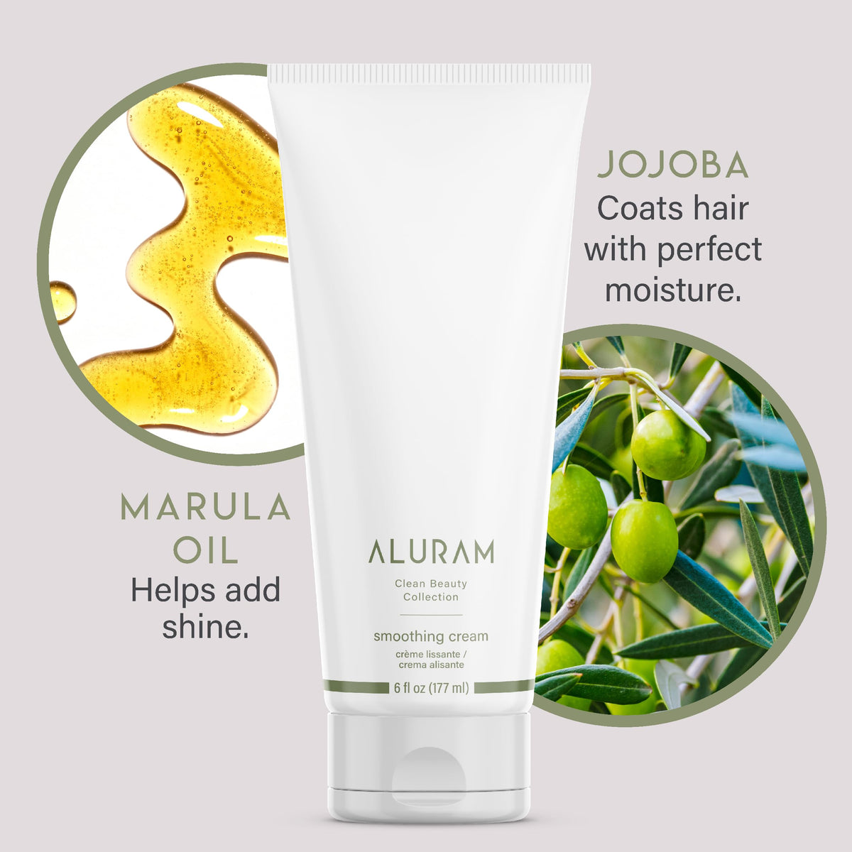 ALURAM product label highlighting marula jojoba and coconut water ingredients