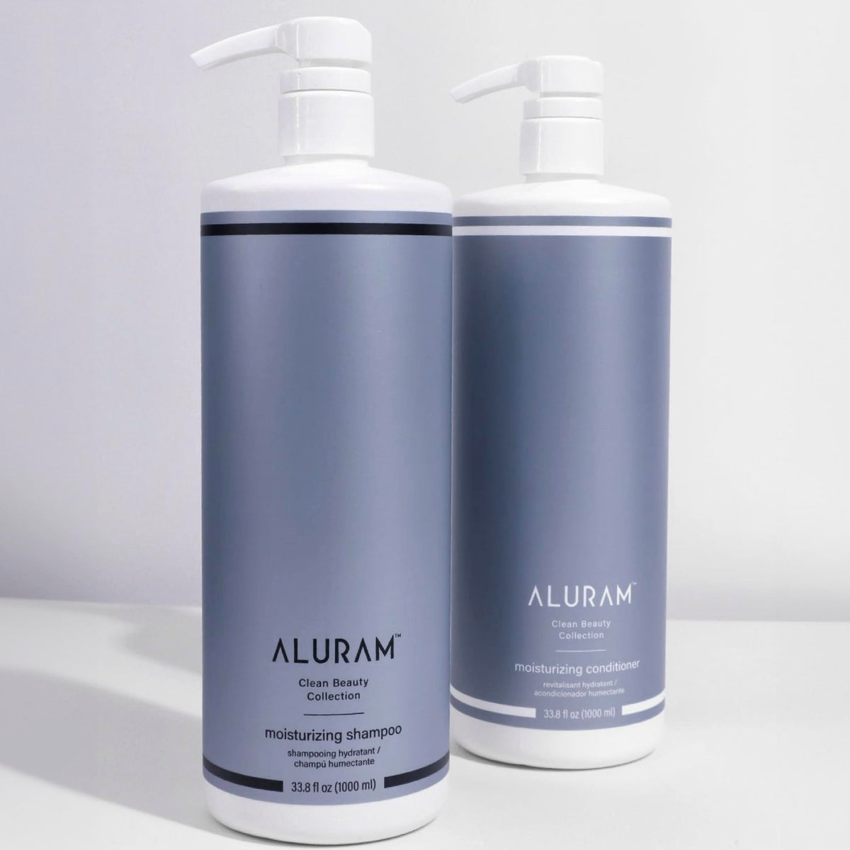 ALURAM pump dispenser detail for easy salon-size dispensing