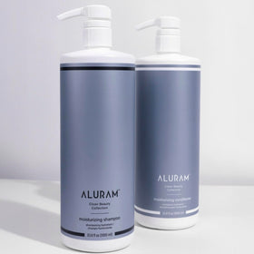 ALURAM pump dispenser detail for easy salon-size dispensing