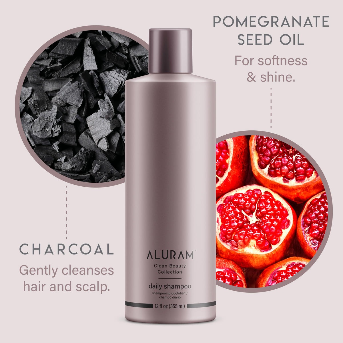 ALURAM coconut and charcoal ingredients highlighting detox benefit