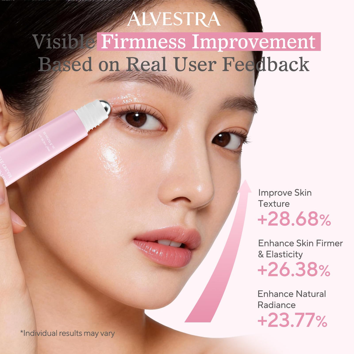 ALVESTRA application with finger patting under-eye for smooth finish