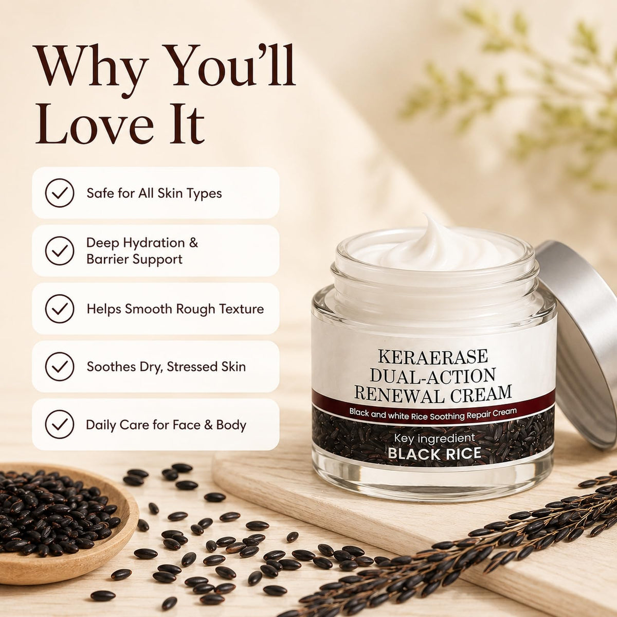 ALVORIA black and white rice extracts displayed to show natural nourishing benefits