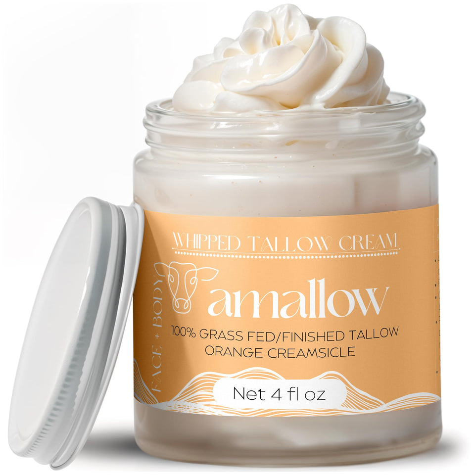 Amallow front jar showing Orange Creamsicle label and benefits