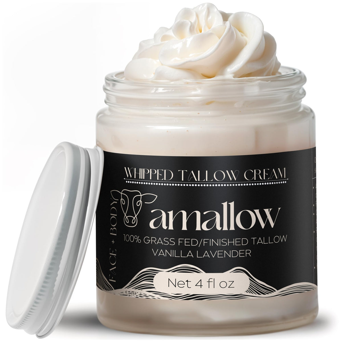 Amallow jar front label showing vanilla lavender scent and benefits