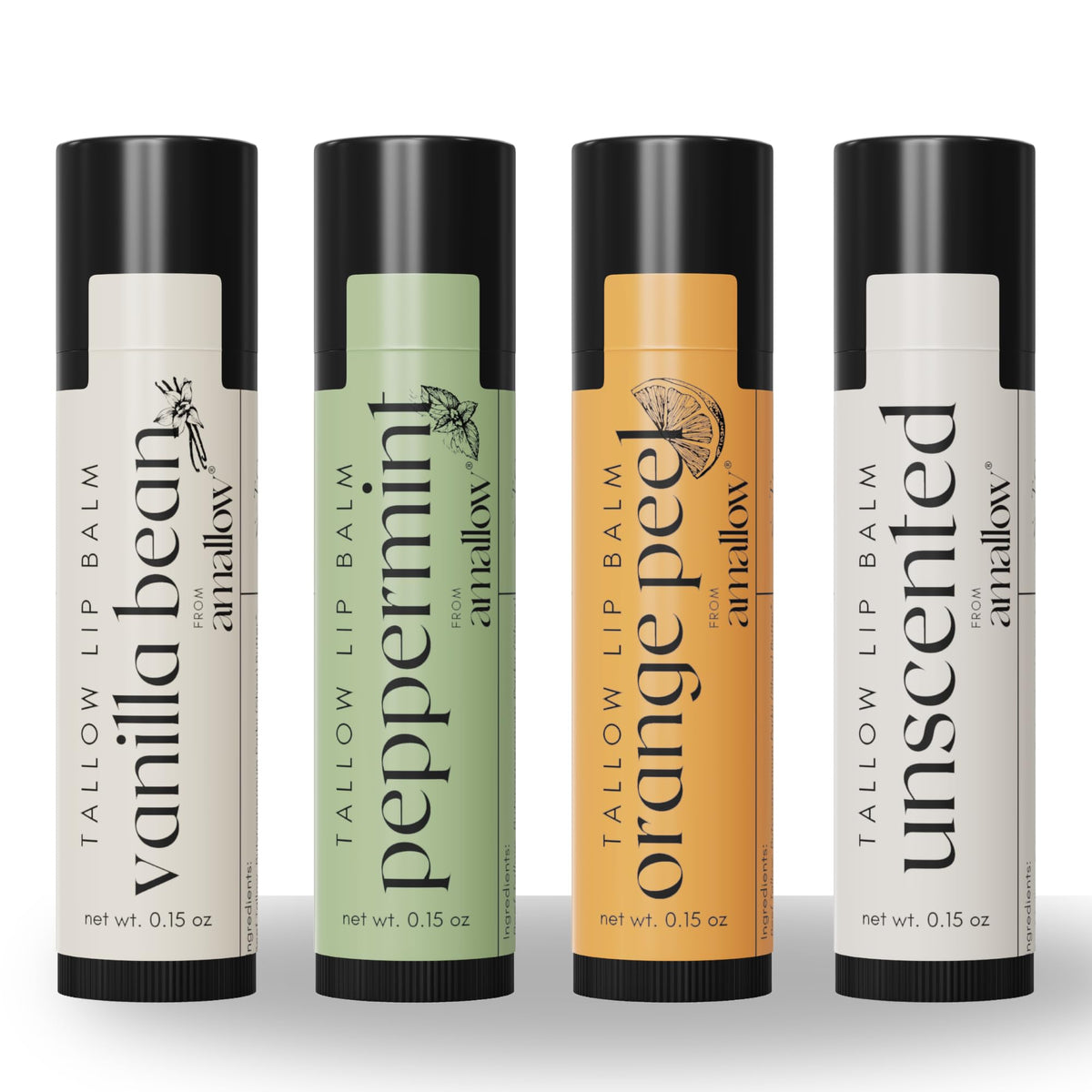 Amallow front packaging showing four balm sticks and variety benefits