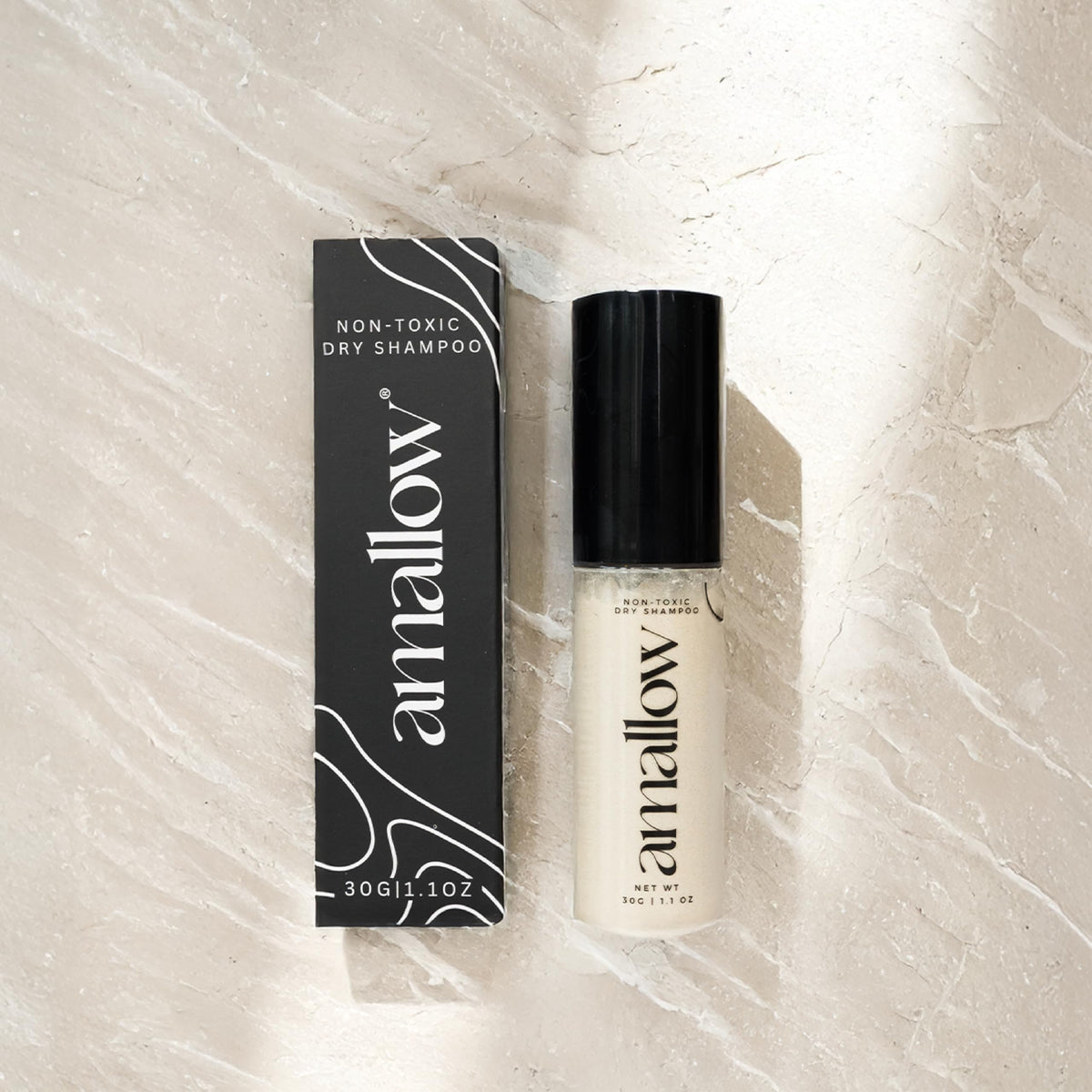 Amallow label detail showing organic ingredients and non-toxic promise