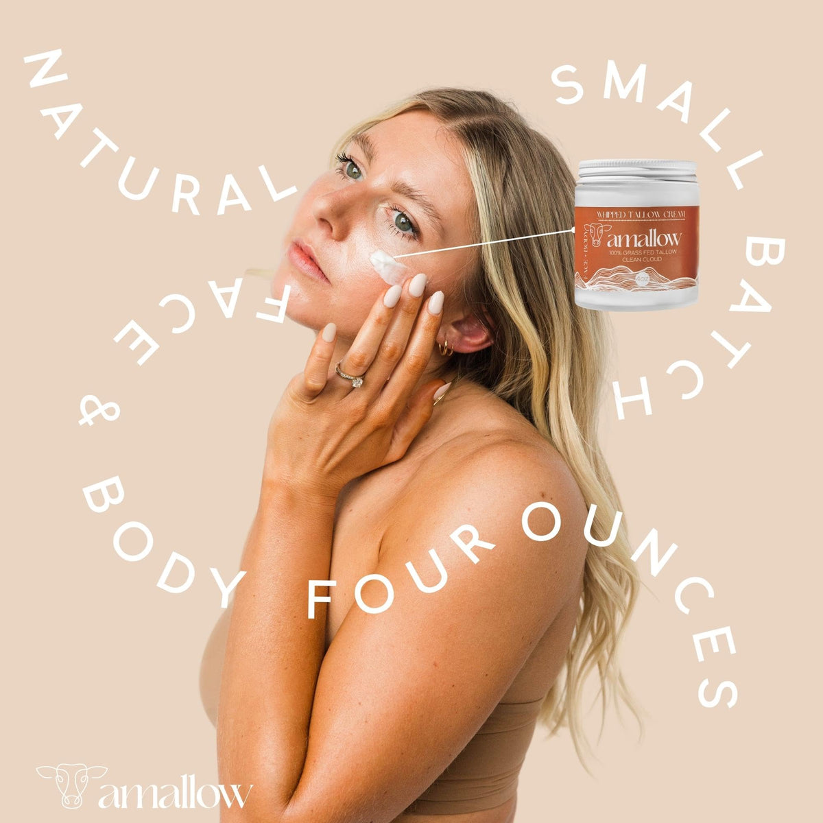 Amallow jar on bathroom vanity styled lifestyle shot suggesting daily skincare ritual
