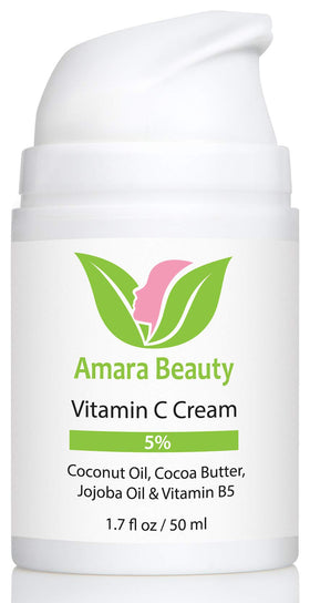 Amara Beauty front jar view highlighting vitamin C cream for daily hydration
