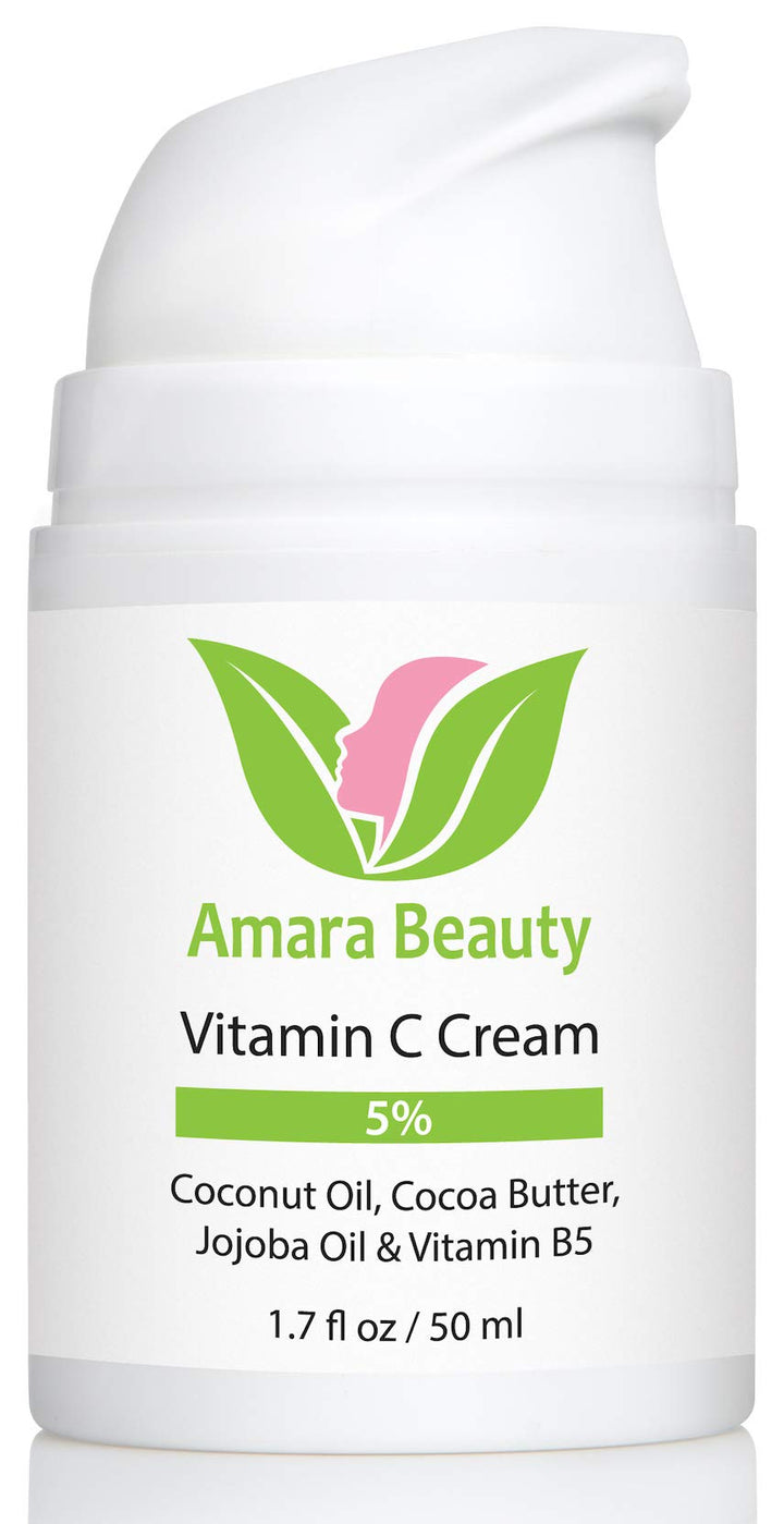 Amara Beauty front jar view highlighting vitamin C cream for daily hydration