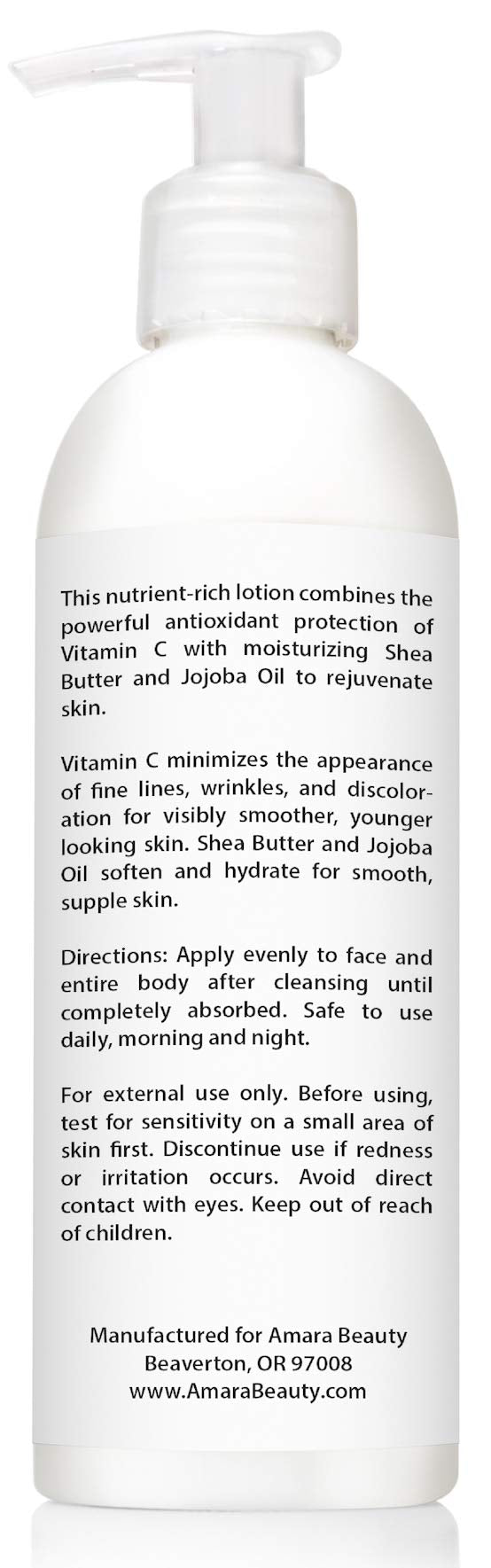 Amara Beauty 8 oz bottle in hand to show scale and practical everyday size