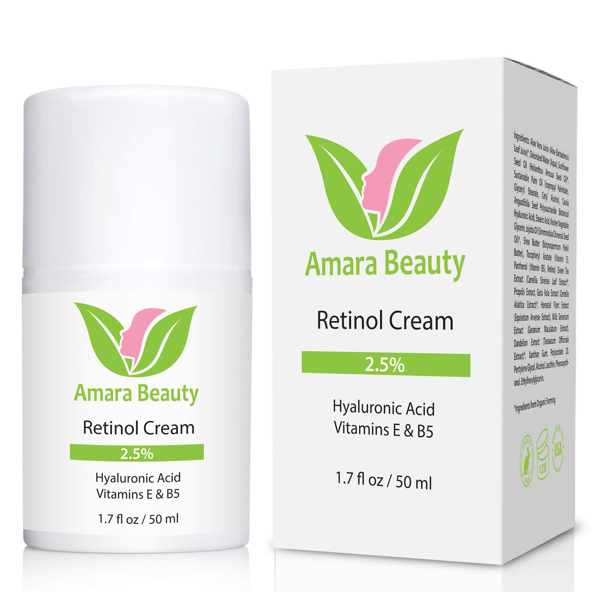 Amara Beauty jar open with visible cream showing smooth formula benefit easy to scoop